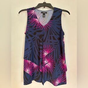 Alfani Navy Tank Top with Hot Pink Palm Print